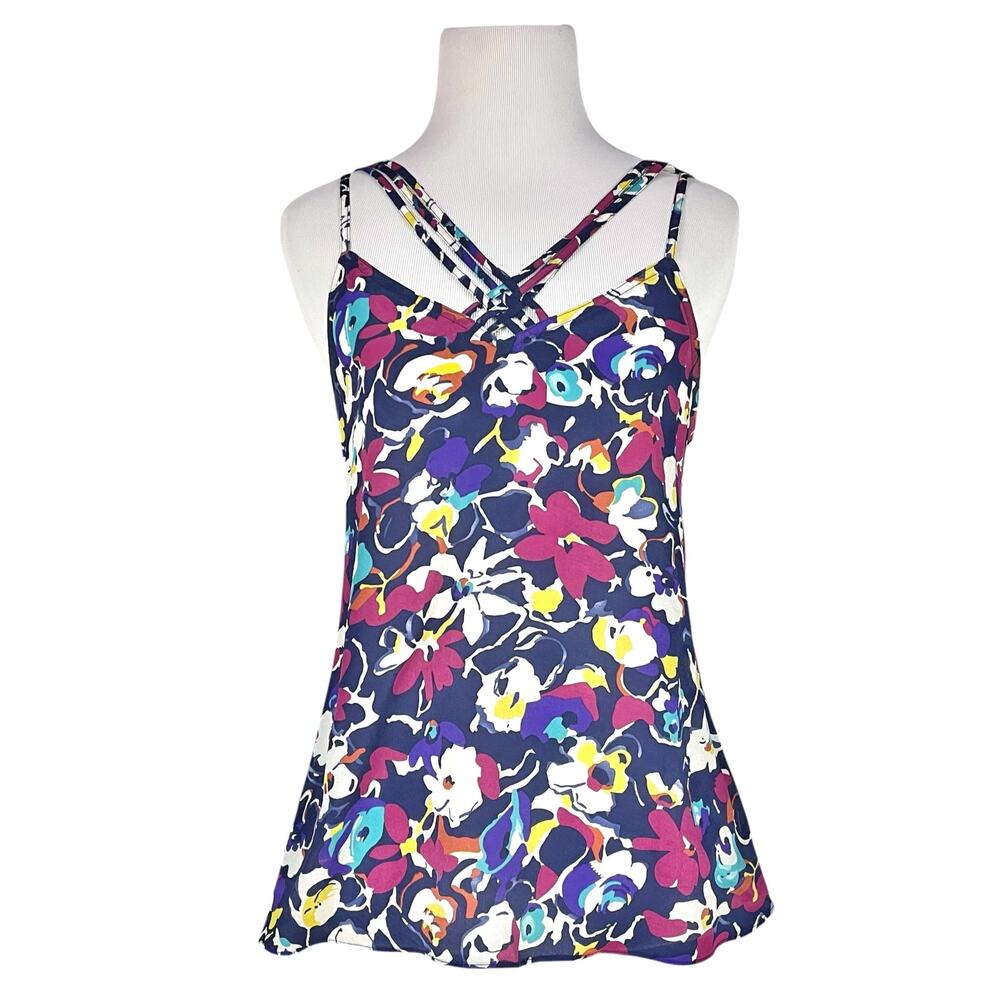 ANTHROPOLOGIE Girls From Savoy Strappy Crosscut Silk Floral Tank Blouse Size 0